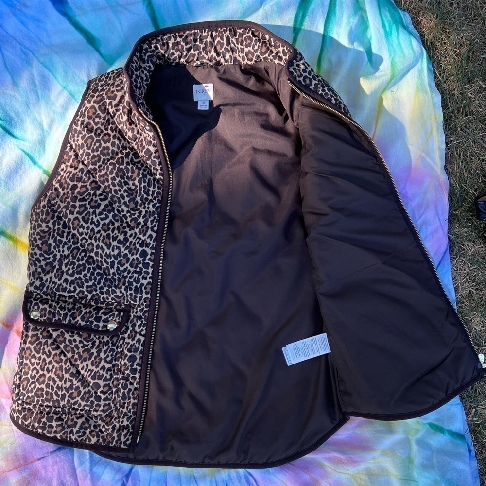 j Crew Leopard Full Zip Vest Size Small - Picture 4 of 7